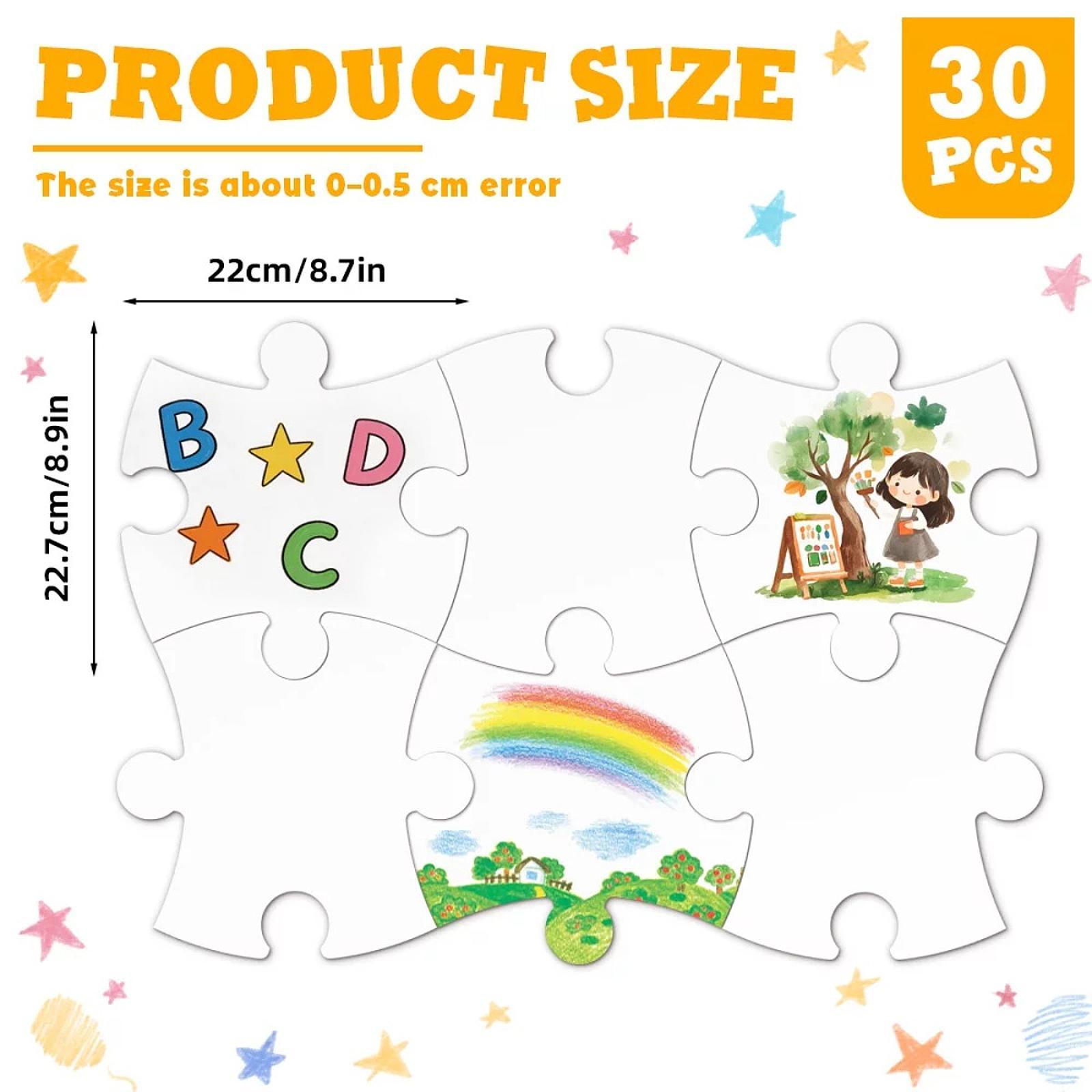 Puzzle Blank White - 30x Puzzle Bianchi Vuoti per Bambini,